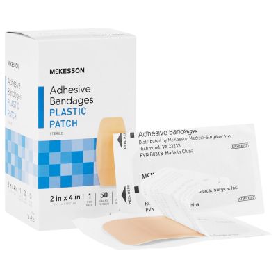McKesson Plastic Patch Adhesive Bandages, 2" x 4", Sterile - 1200 / Case