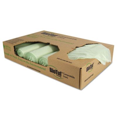 Heritage Y8448YER01 BioTuf 48 Gallon Compostable Can Liners, 42" x 48", 1 Mil, Light Green - 100 / Case