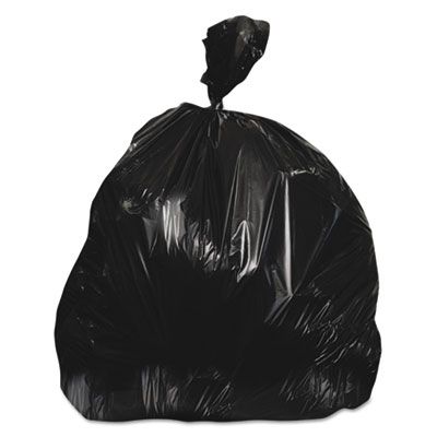 Heritage Z8648WKR01 56 Gallon Trash Can Liners / Garbage Bags, 22 Mic, 43" x 48", Black - 150 / Case
