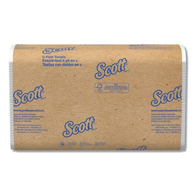 Kimberly-Clark 03623 Scott Essential C-Fold Paper Hand Towels, 1 Ply, Recycled, 10.13" x 13.15", White - 1800 / Case