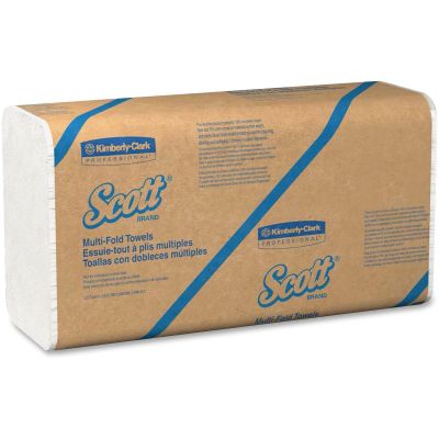 Kimberly-Clark 01807 Scott Essential Multi-Fold Paper Hand Towels, 1 Ply, Recycled, 9.2" x 9.4", White - 4000 / Case
