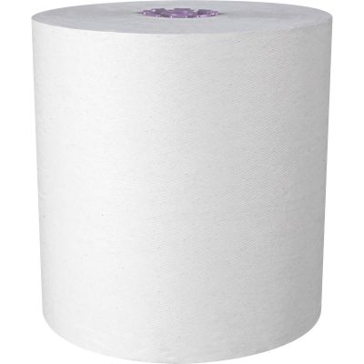 Kimberly-Clark 02001 Scott Essential High Capacity Hardwound Roll Paper Hand Towels, 1 Ply, Recycled, 8" x 950', 1.75" Purple Core, White - 6 / Case