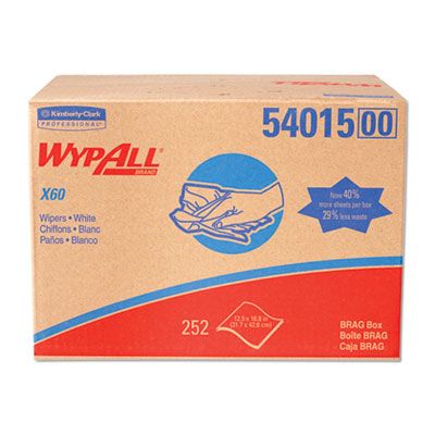 Kimberly-Clark 54015 WypAll X60 Wiper Cloths, 16.8" x 12.5", White - 252 / Case