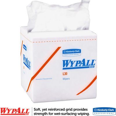 Kimberly-Clark 05812 WypAll L30 General Purpose Towels, Light Duty, 12.5" x 12", White - 1080 / Case