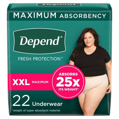 Depend Fresh Protection Pull-Up Underwear for Women, 2X-Large (45 to 54 in.), Blush, Maximum - 44 / Case