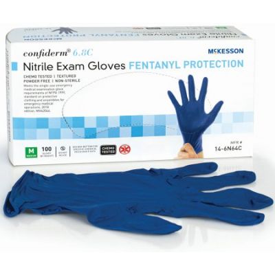 McKesson Confiderm 6.8C Nitrile Exam Gloves, Powder-Free, Medium, Chemo Tested, Blue - 100 / Case
