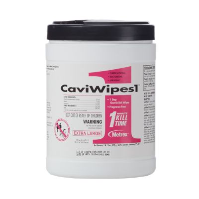 CaviWipes1 Surface Disinfectant Wipes, Premoistened Alcohol Based, XL 9" x 12" - 65 / Case