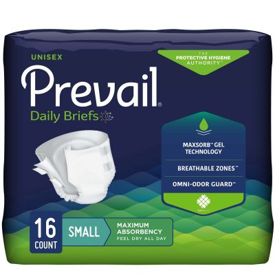 Prevail Daily Adult Diapers with Tabs, Small (20-31 in.), Maximum - 96 / Case