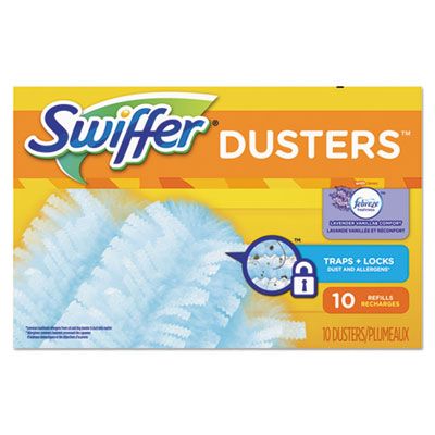 P&G 21461 Swiffer Refill Dusters, DustLock Fiber, 10 / Box, Lavender Vanilla Scent, Light Blue - 4 / Case