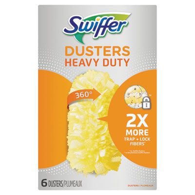P&G 21620 Swiffer Heavy Duty Duster Head Refills, 360 Degree, 6 / Box, Unscented, Yellow - 4 / Case