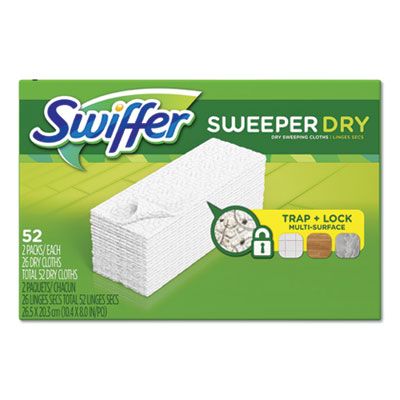 P&G 81216 Swiffer Sweeper Dry Refill Cloths, 10.4" x 8", 52 / Box - 3 / Case