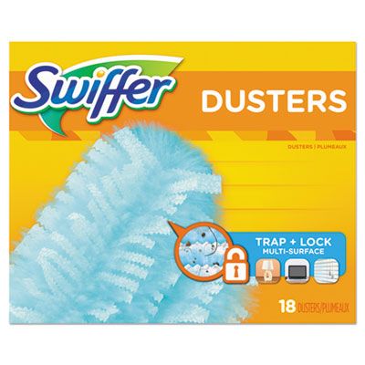 P&G 99036 Swiffer Dusters Refill Heads, Dust Lock Fiber, 18/ Box, 2" x 6", Light Blue - 4 / Case