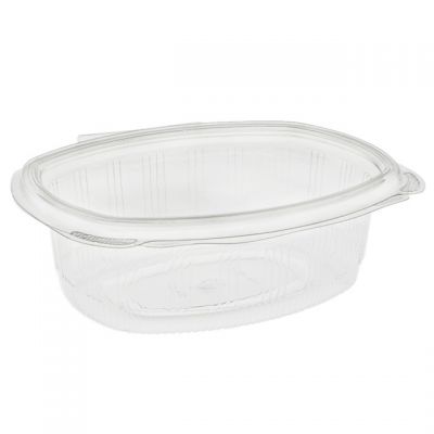 Pactiv YCA910240000 EarthChoice 24 oz Plastic Hinged Lid Take Out Deli Container, Recycled PET, 7.38" x 5.88" x 2.38", Clear - 280 / Case