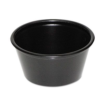 Pactiv YS200E 2 oz Ebony Plastic Souffle / Portion Cups, Black - 2400 / Case