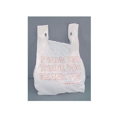 T-Sacks 11-10364 Plastic Thank You T-Shirt Bags, 13" x 8" x 23", White - 1000 / Case