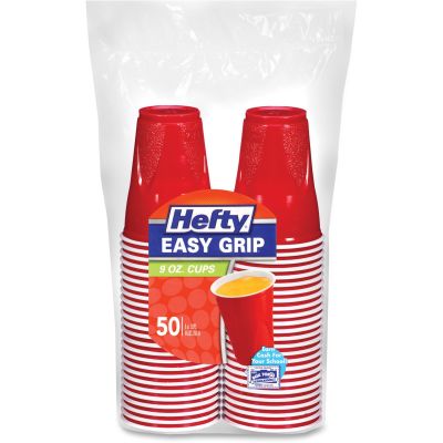 Reynold C20950 Hefty 9 oz Plastic Party Cold Cups, Easy Grip, Red - 600 / Case