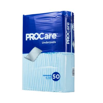 ProCare Underpads, 21" x 34", Disposable, Fluff, Light Absorbency - 50 / Case