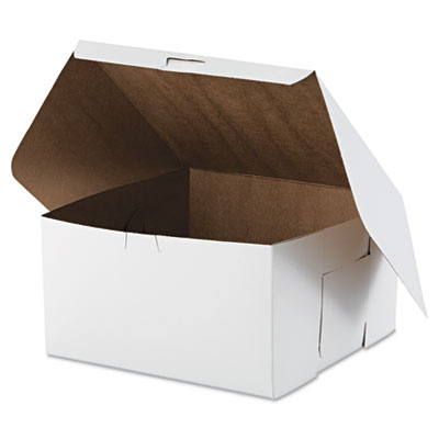 Southern Champion 977 Paper Bakery Cake Boxes, Tuck-Top, 10" x 10" x 5.5", White - 100 / Case