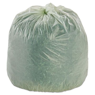 Stout E3039E11 Eco-Safe-6400 30 Gallon Compostable Trash Can Liners / Garbage Bags, 1.10 Mil, 30" x 39", Green - 48 / Case