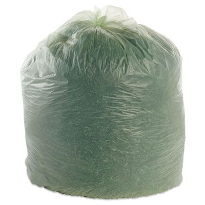 Stout E4860E85 EcoSafe 64 Gallon Compostable Trash Can Liners / Garbage Bags, 0.85 Mil, 48" x 60", Green - 30 / Case