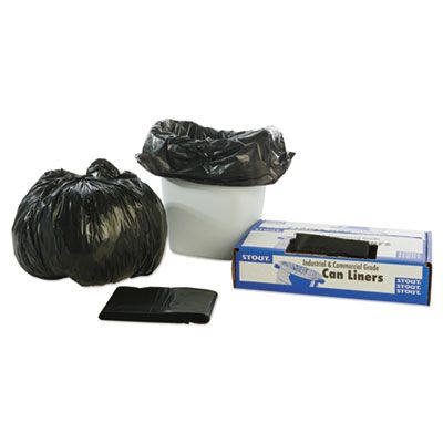 Stout T2424B10 10 Gallon Recycled Trash Bags, Recycled, 1 Mil, 24" x 24", Brown - 250 / Case
