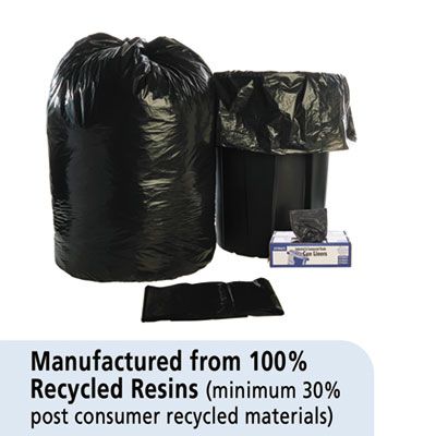 Stout T3658B15 60 Gallon Trash Can Liners / Garbage Bags, Recycled, 1.5 Mil, 36" x 58", Black / Brown - 100 / Case
