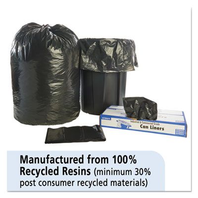 Stout T3860B15 60 Gallon Trash Can Liners / Garbage Bags, Recycled, 1.5 Mil, 38" x 60", Black / Brown - 100 / Case