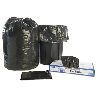 Stout T5051B15 65 Gallon Trash Can Liners / Garbage Bags, Recycled, 1.5 Mil, 50" x 51", Black / Brown - 100 / Case