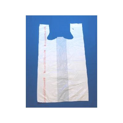 T-Sacks 11-10357 Plastic 1/6 Size T-Shirt Bags, Printed Warning, 12" x 7" x 22.75", White - 1000 / Case