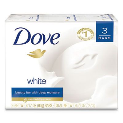 Unilever 4090 Dove Beauty Bar, Light Scent, 3 / Pack, 3.17 oz, White - 12 / Case