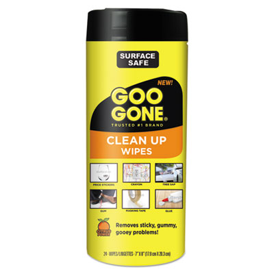 Weiman 2000 Goo Gone Clean Up Wipes, Citrus Scent, 8" x 7", 24 / Tub - 4 / Case