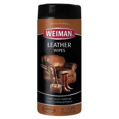 Weiman 91 Leather Cleaning Wipes for Shoes, Auto, Furniture - 120 / Case